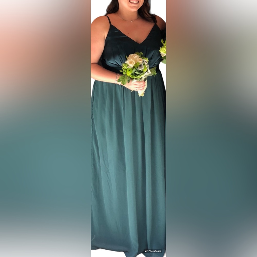 David’s bridals, white vera wedding bridesmaid dress in green